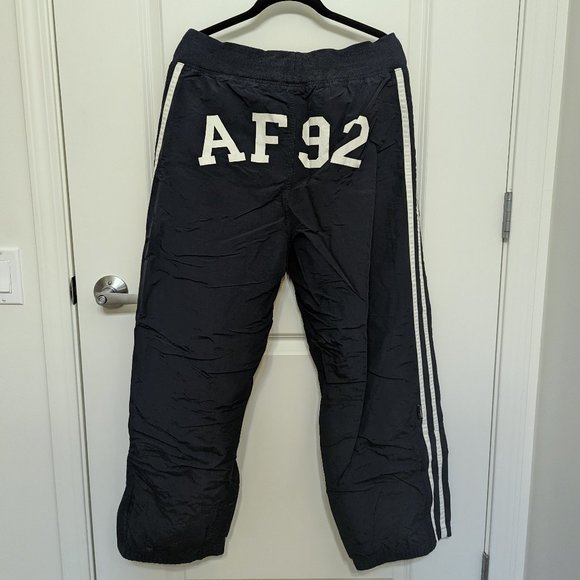 A&F Vintage 90s Men Size L Navy Blue Wind Track Pants Abercrombie & Fitch - Picture 15 of 17